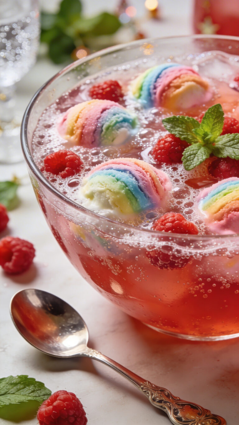 Sparkling Raspberry Punch with Sherbet for a Festive Twist - American