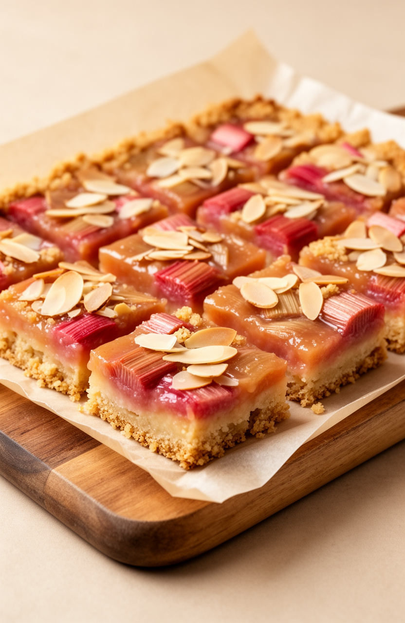 Almond Crust Rhubarb Custard Bars