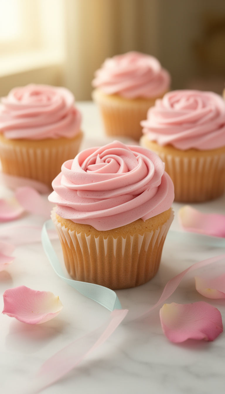 Bakery-Style Rose Cupcakes with Buttercream for Mother's Day - American