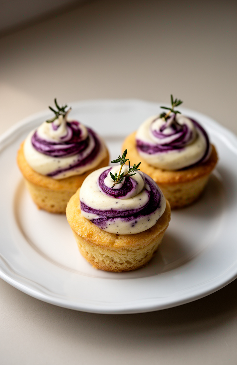 Blackberry Thyme Mascarpone Cupcakes