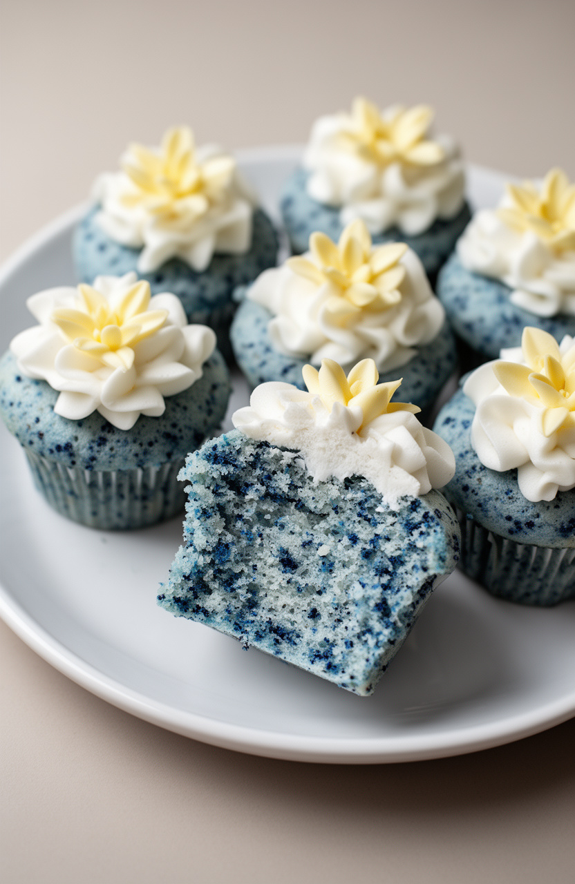 Blueberry Lemon Flower Cupcakes
