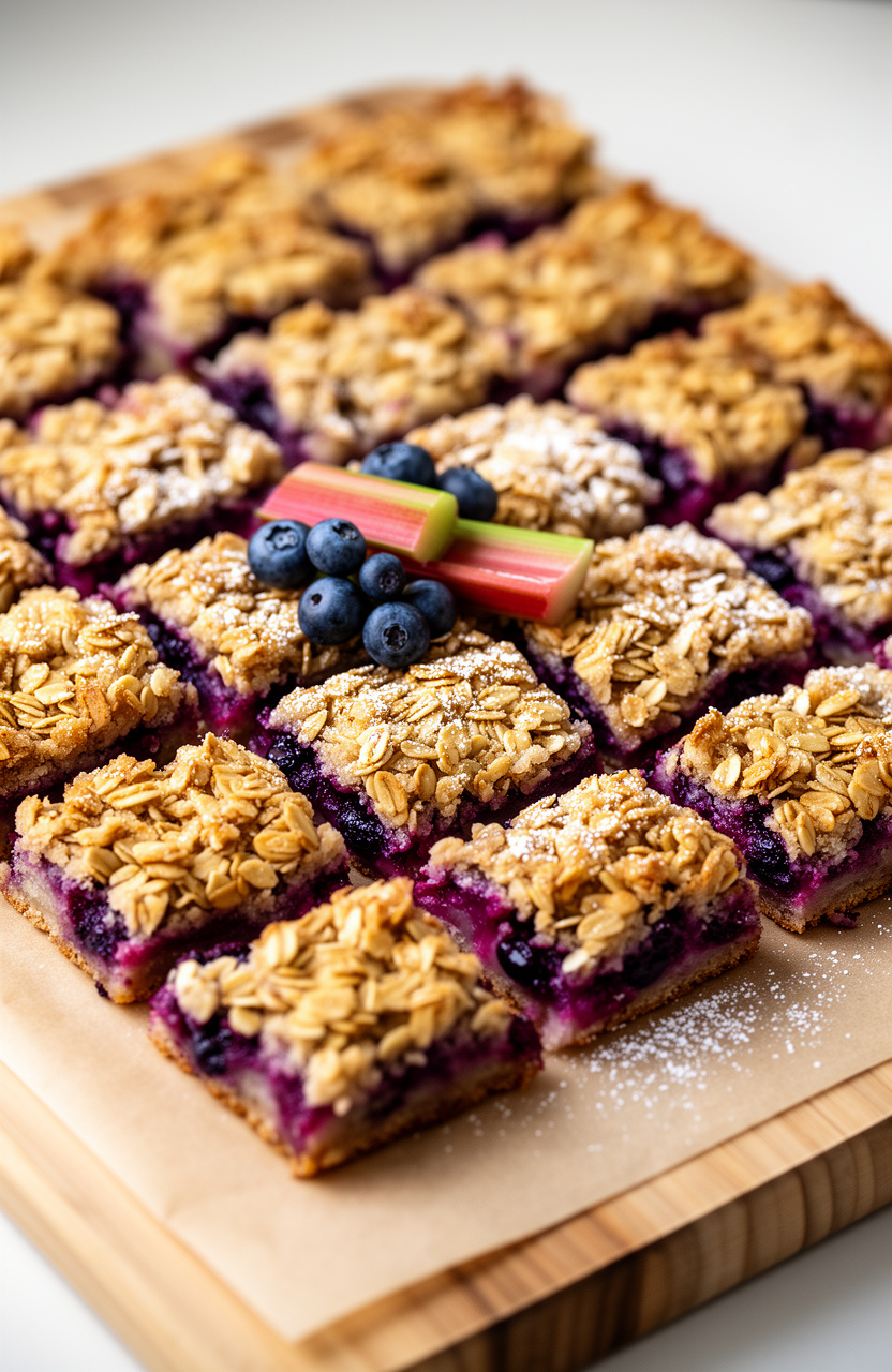 Blueberry Rhubarb Crisp Bars