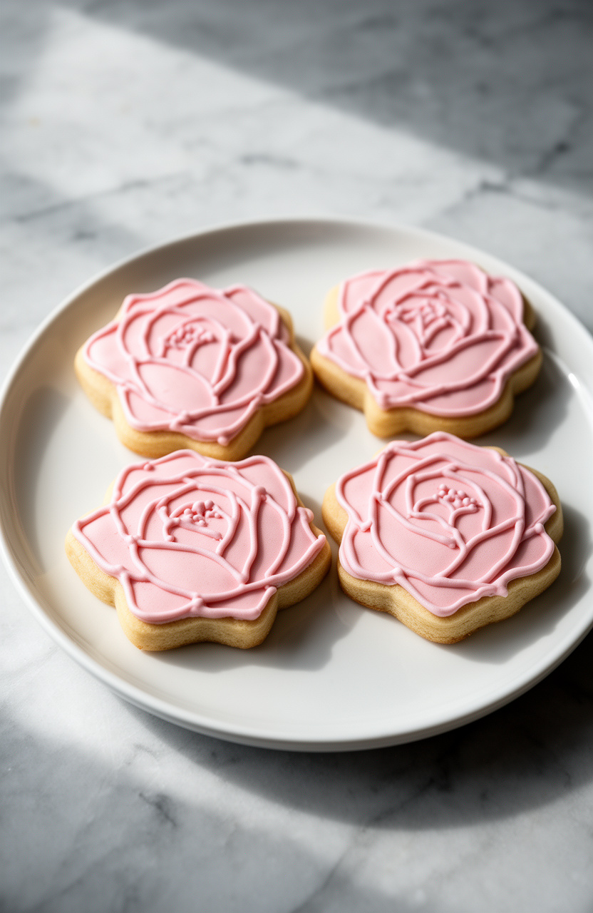 Blush Peony Royal Icing Cookies