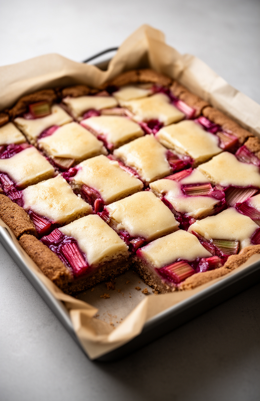 Brown Sugar Rhubarb Cream Bars