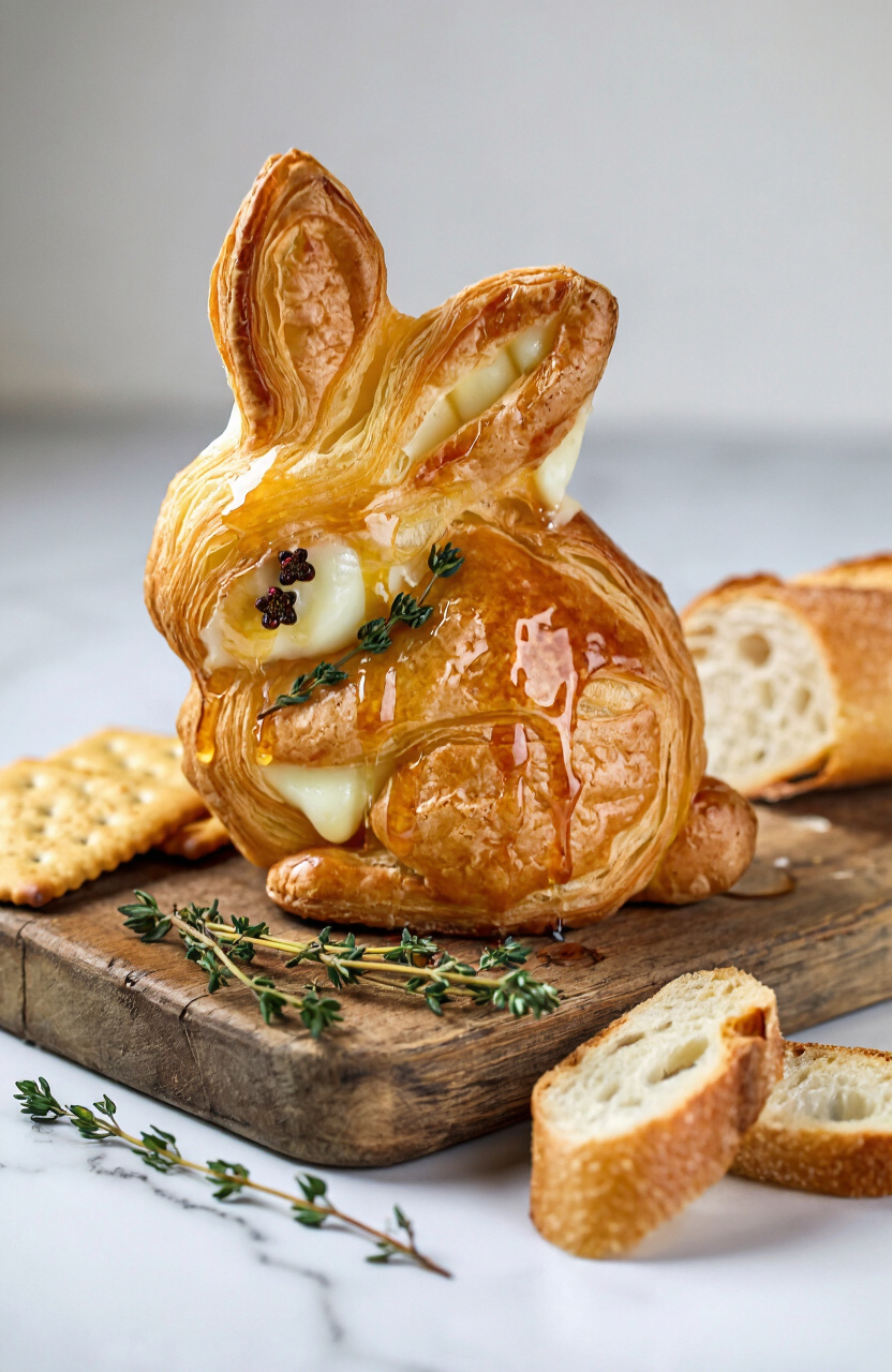 Bunny-Shaped Brie with Honey