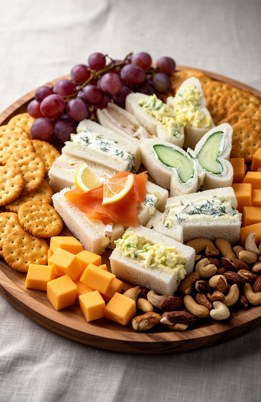 Butterfly Tea Sandwich Charcuterie Spread