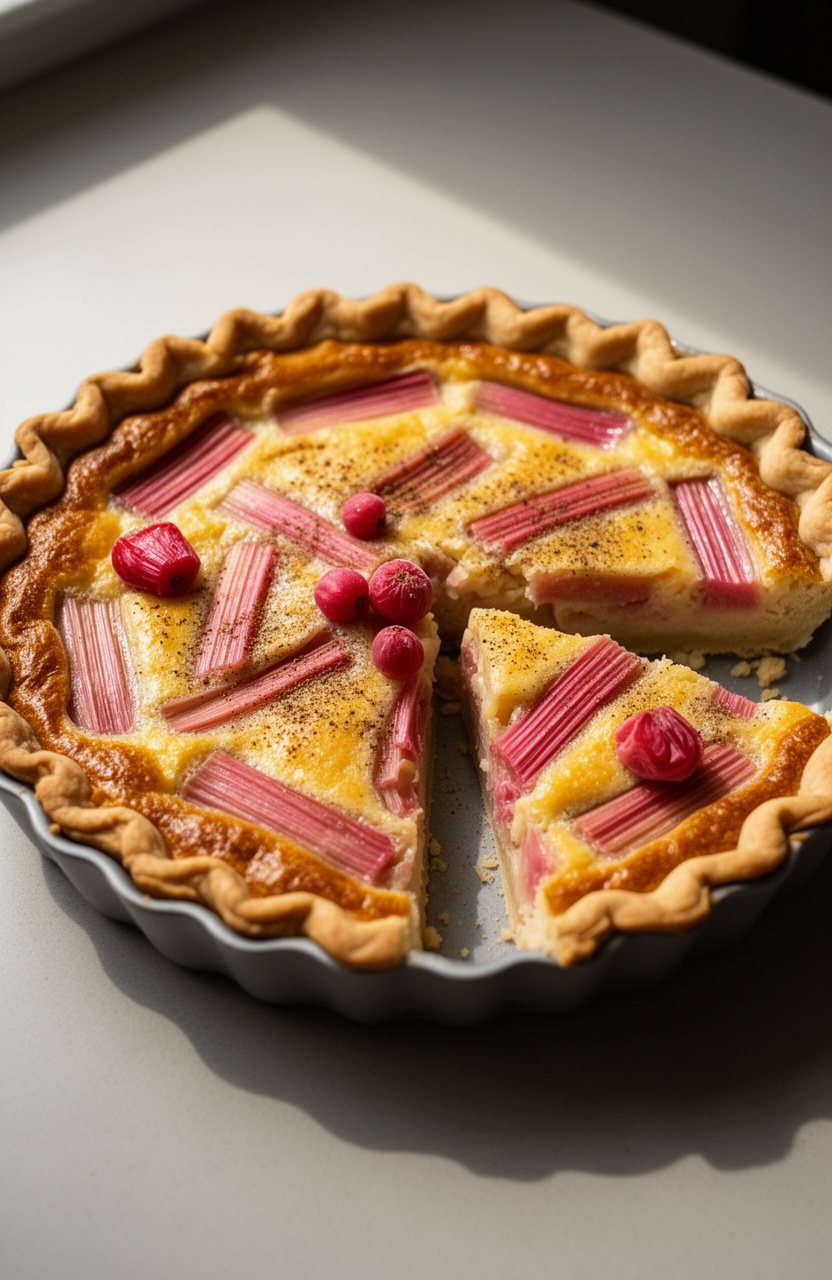 Cardamom Spiced Rhubarb Custard Pie