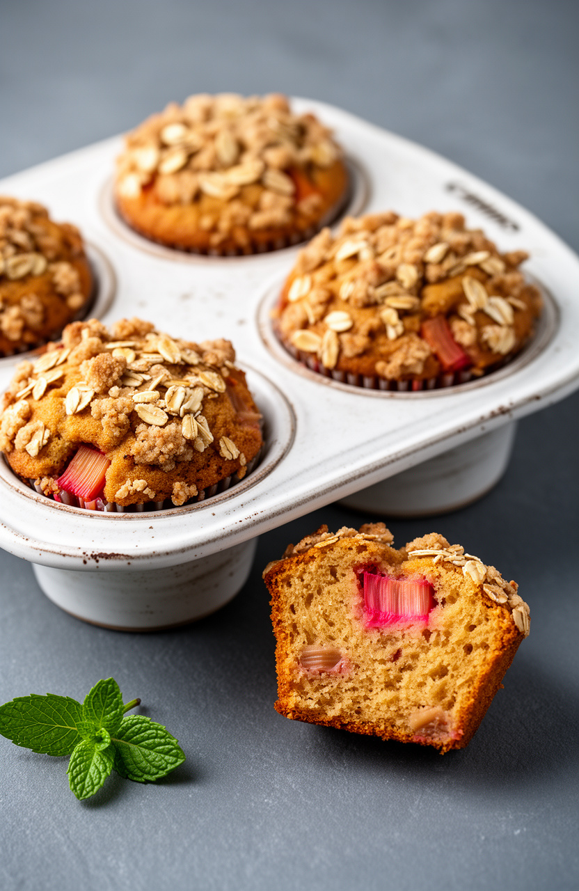 Cardamom Spiced Rhubarb Muffins