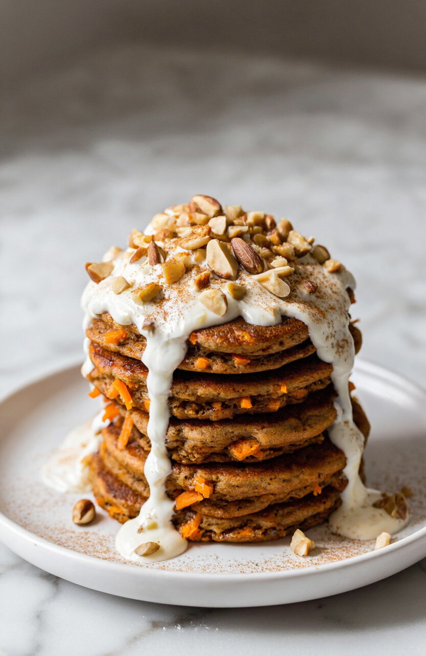 Carrot Cake Pancakes with Cream Cheese Drizzle