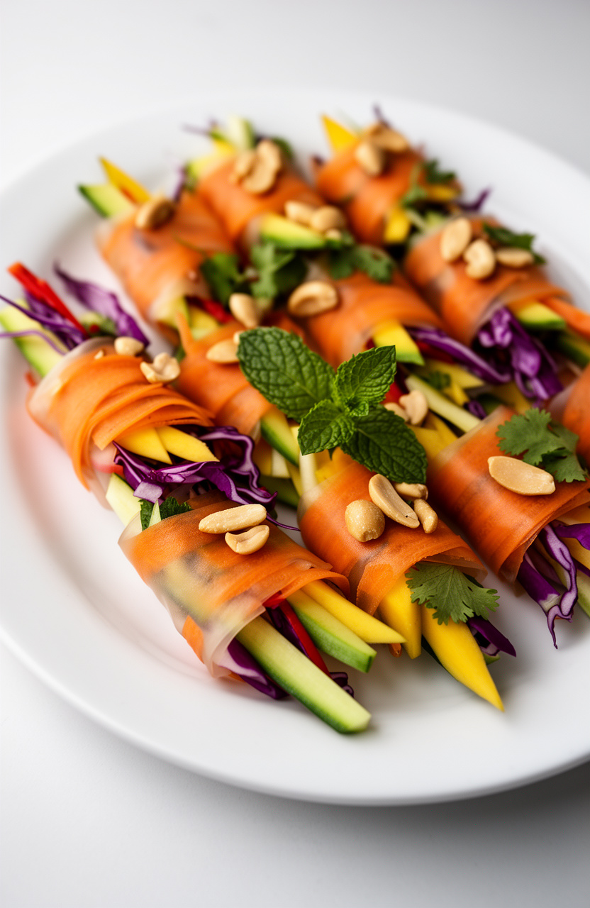 Carrot Ribbon Spring Roll Bites