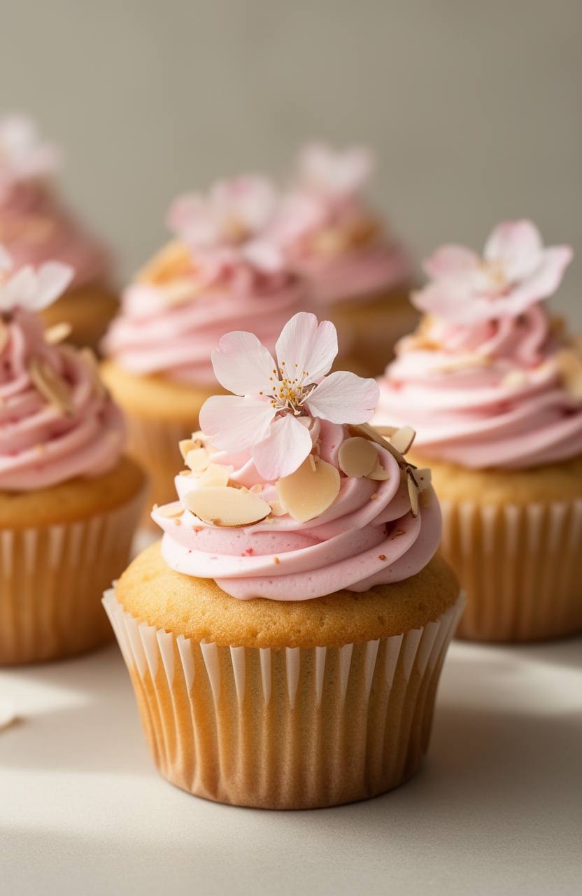 Cherry Blossom Almond Cupcakes
