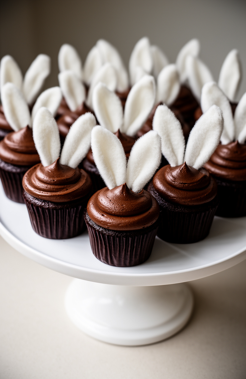 Chocolate Bunny Ear Cupcakes