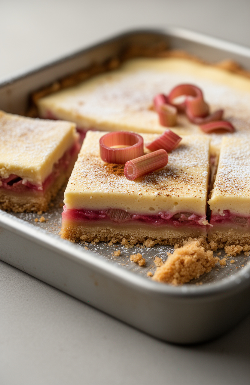 Cinnamon Spiced Rhubarb Custard Bars