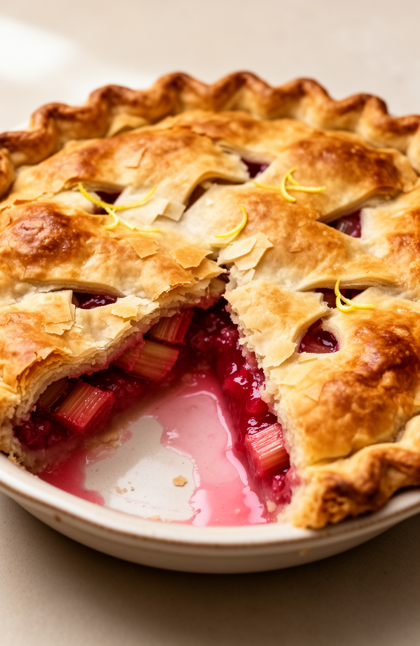 Classic Double Crust Rhubarb Pie