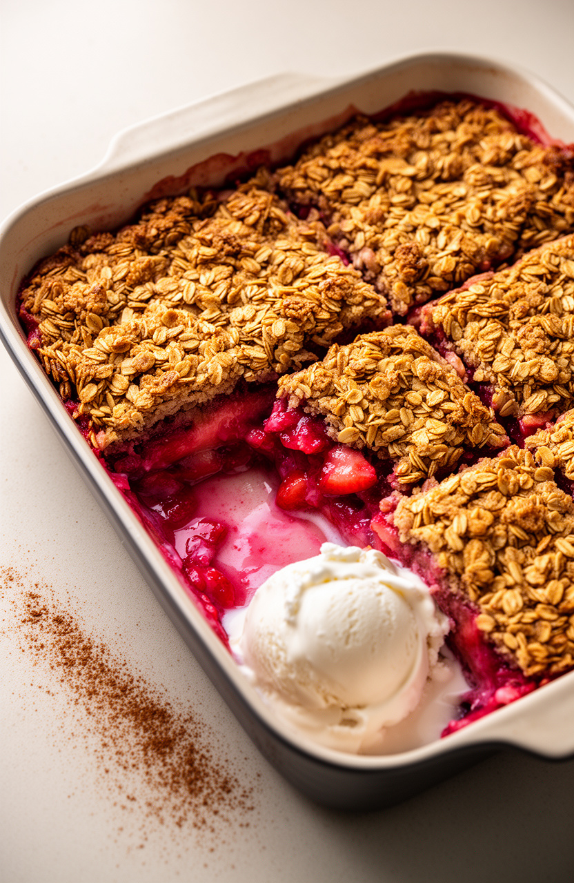 Classic Strawberry Rhubarb Oat Crisp