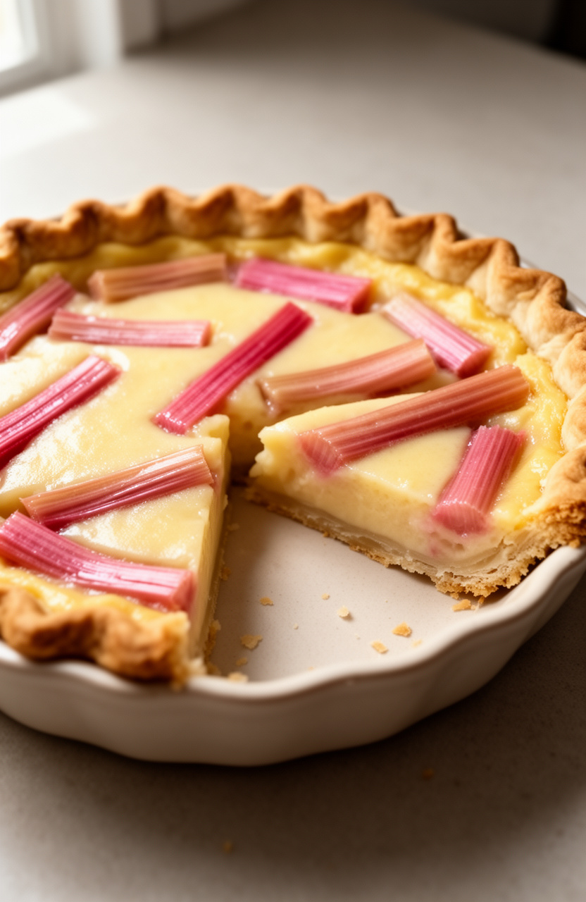 Classic Vanilla Rhubarb Custard Pie