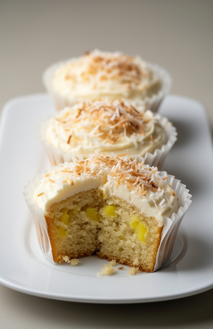 Coconut Pineapple Tropical Cupcakes