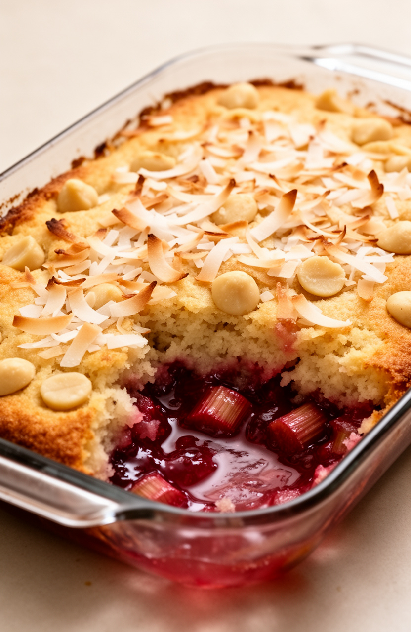 Coconut Rhubarb Tropical Dump Cake