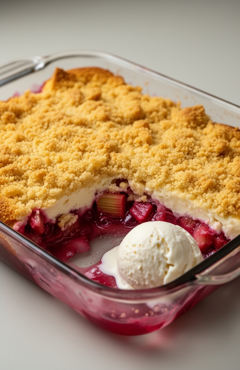 Cream Cheese Rhubarb Dump Cake