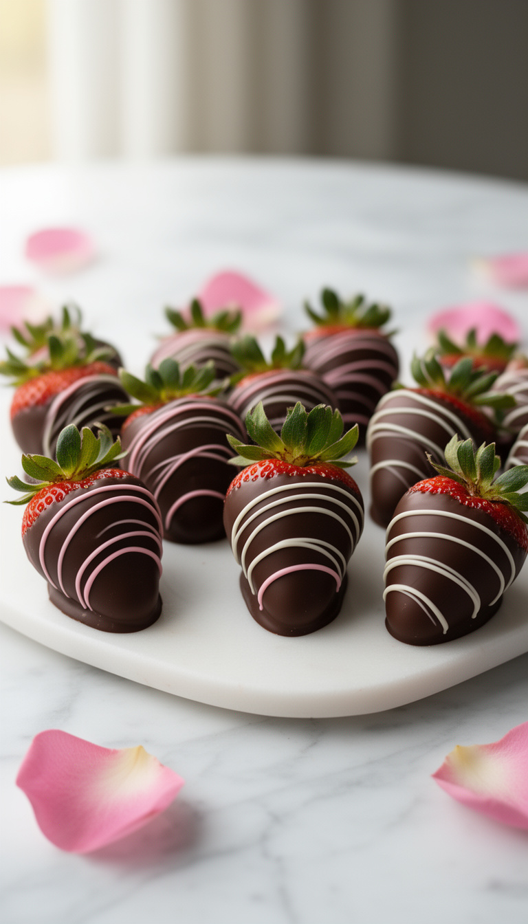 Decorated Mother's Day Chocolate Covered Strawberries with Drizzle Designs - American