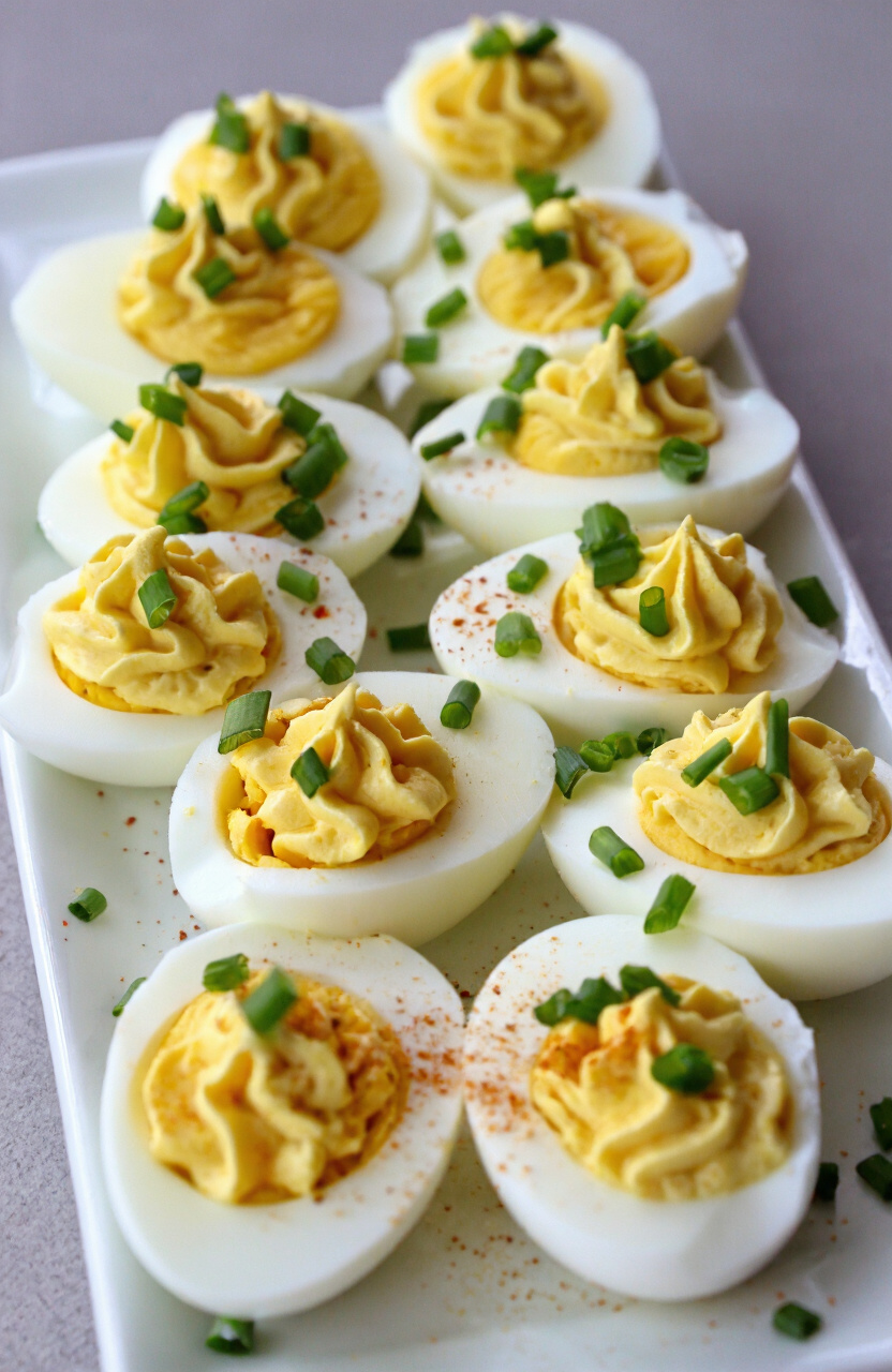 Deviled Egg Platter with Chive Garnish