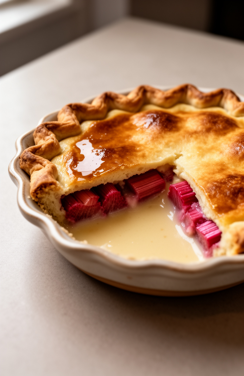 Ginger Infused Rhubarb Custard Pie