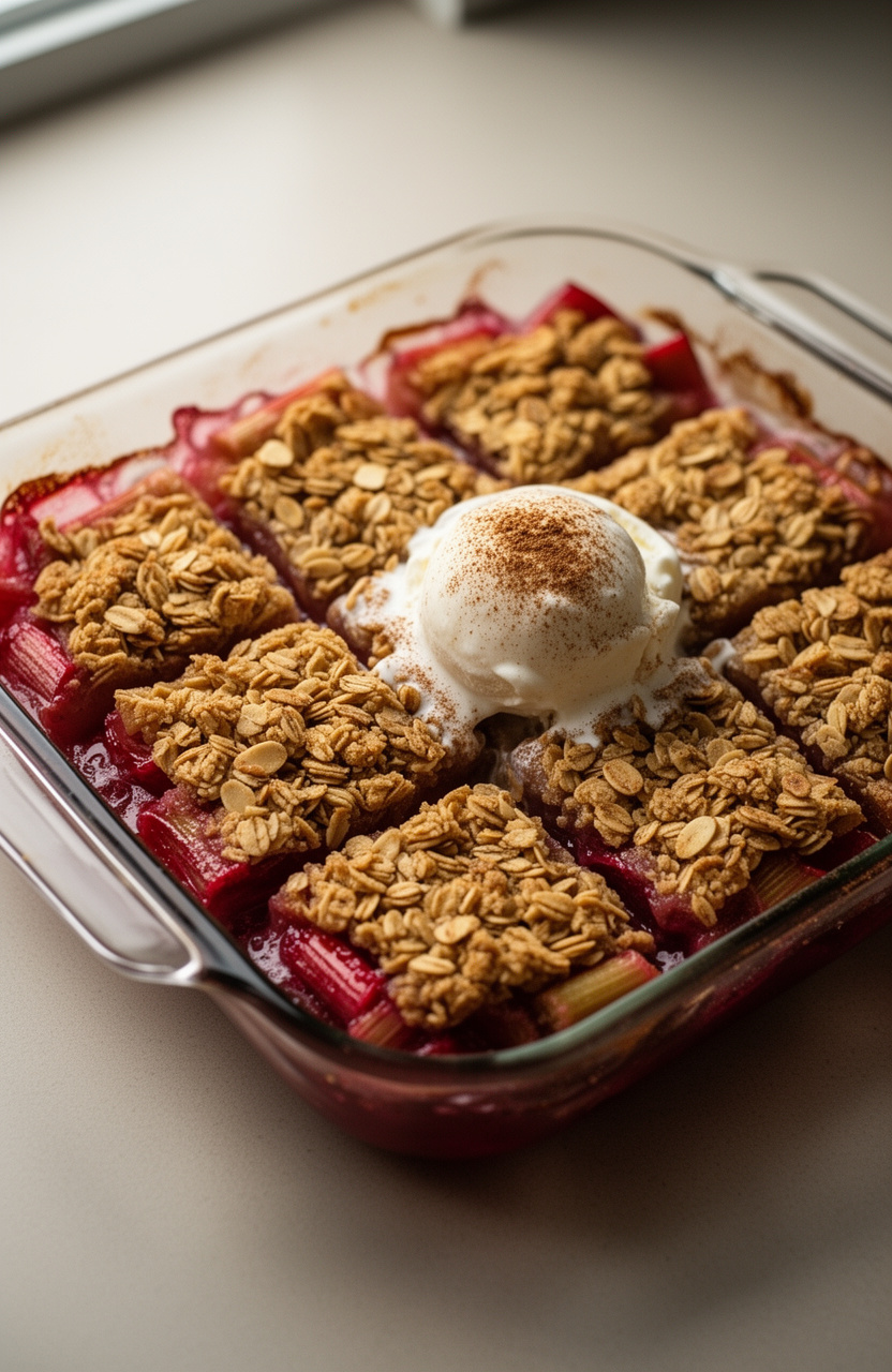 Honey Almond Rhubarb Crisp