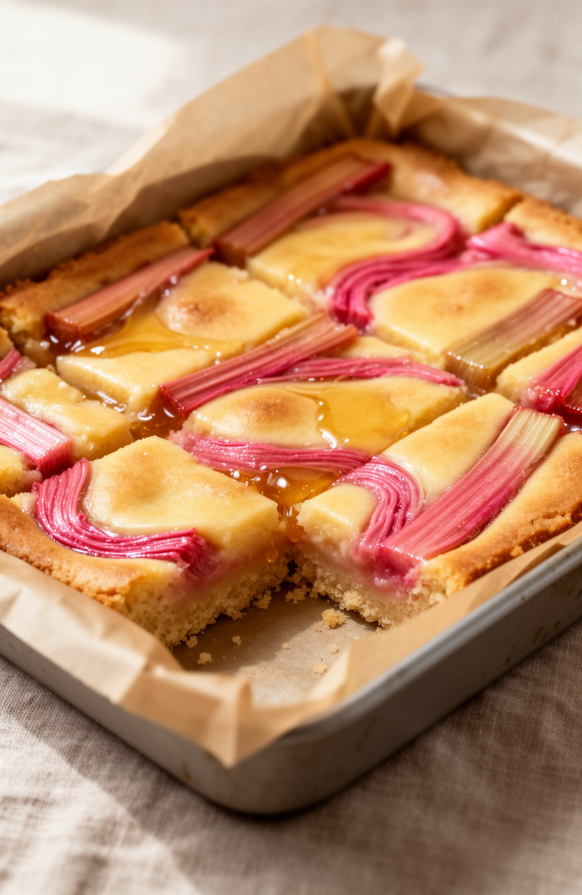 Honey Ginger Rhubarb Custard Bars