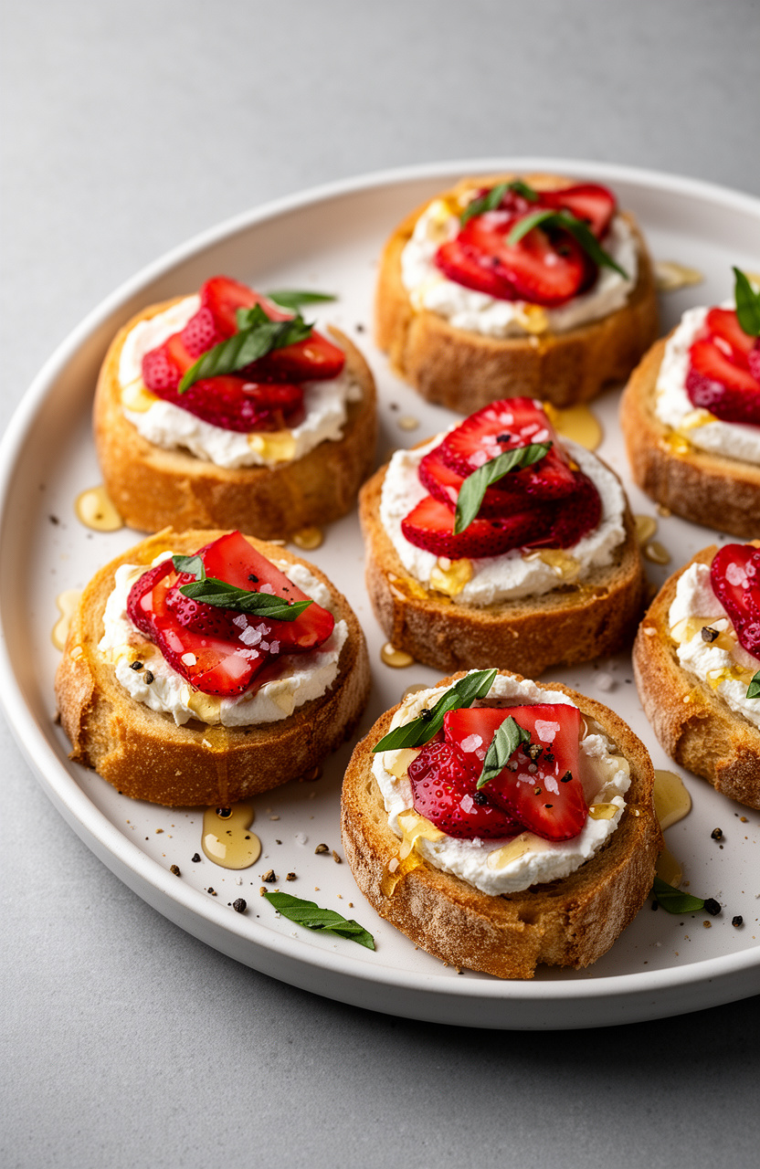 Honey Goat Cheese Strawberry Bruschetta