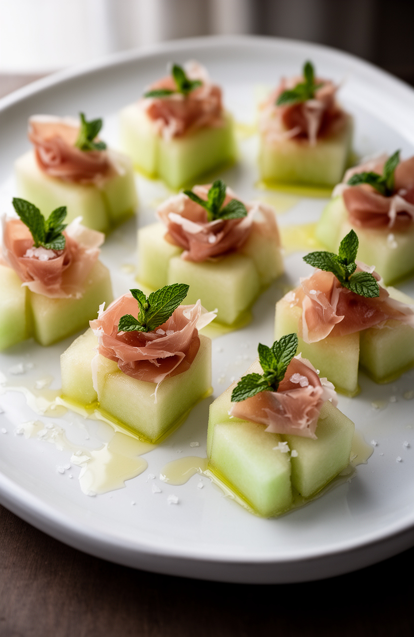Honeydew Prosciutto Mint Cups