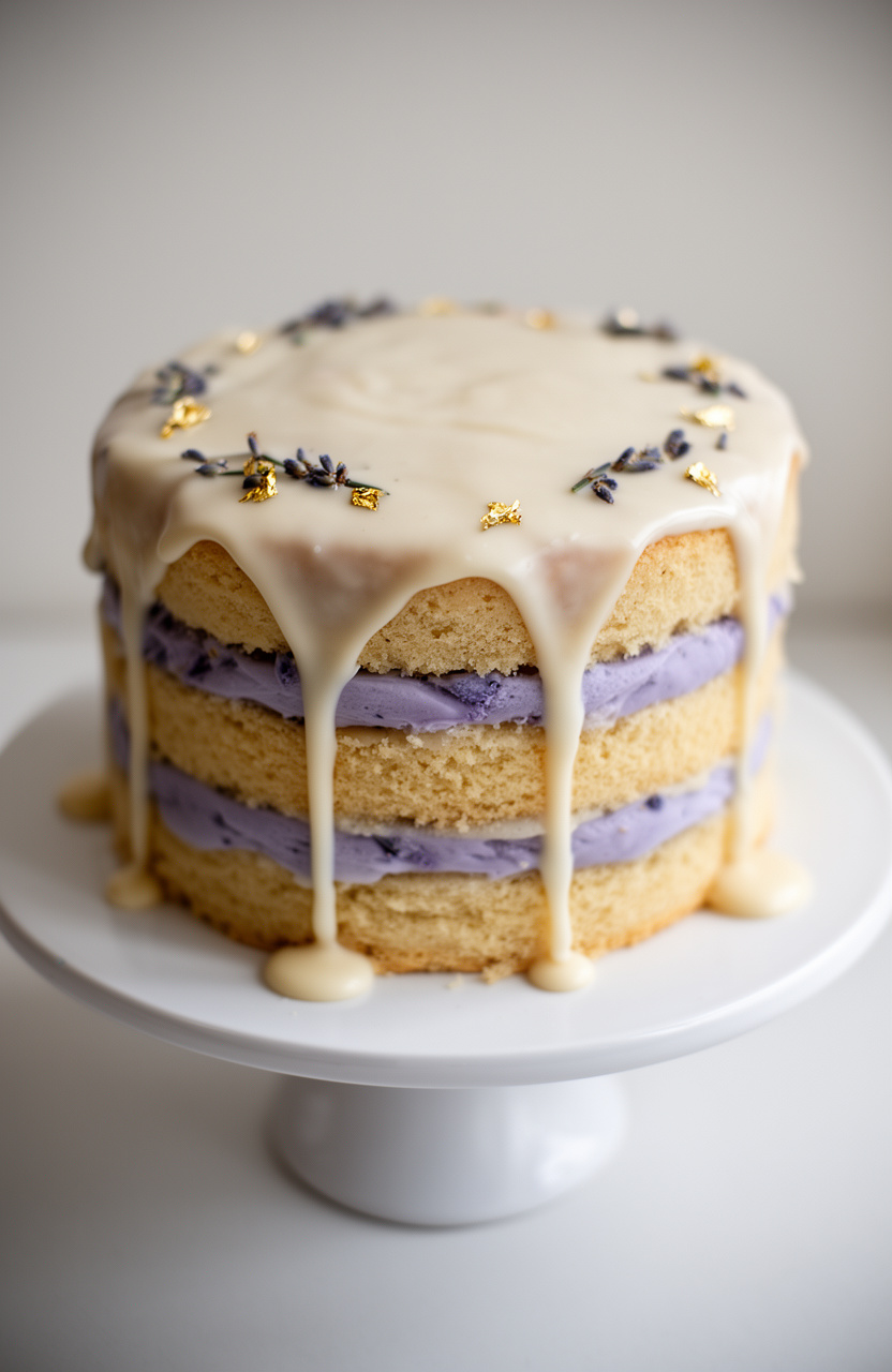 Lavender Honey Drip Cake