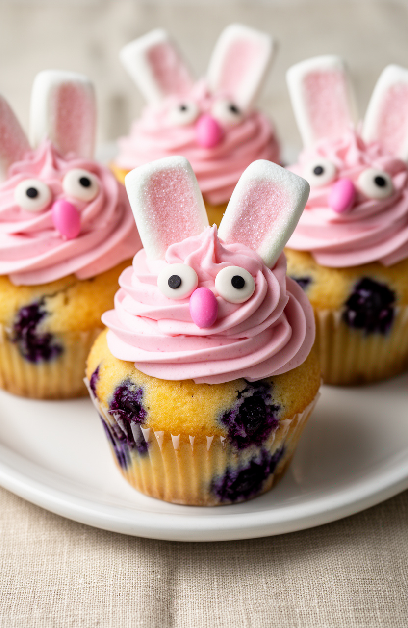 Lemon Blueberry Bunny Cupcakes