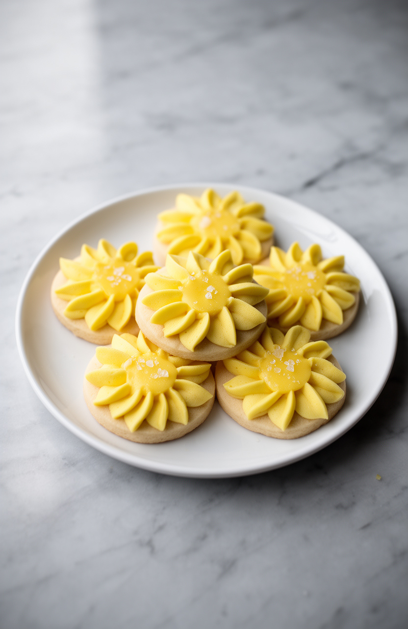 Lemon Buttercream Daisy Sugar Cookies
