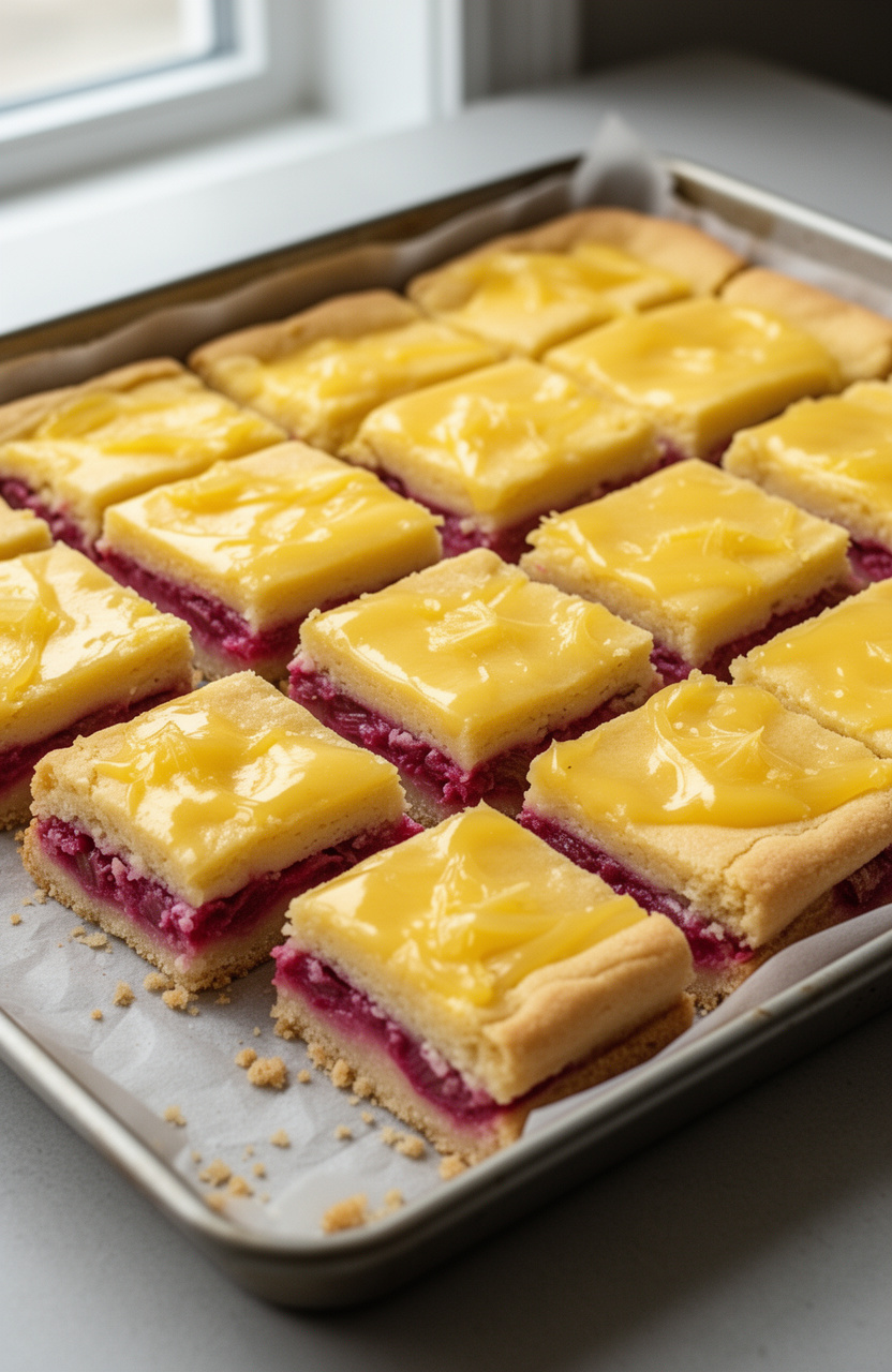 Lemon Curd Rhubarb Custard Bars