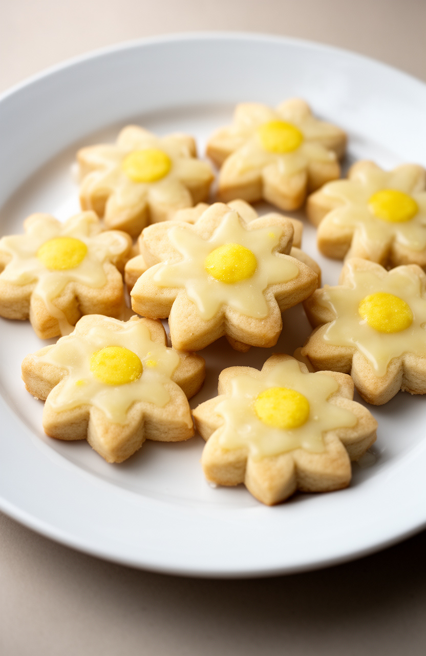 Lemon Glazed Daisy Sugar Cookies