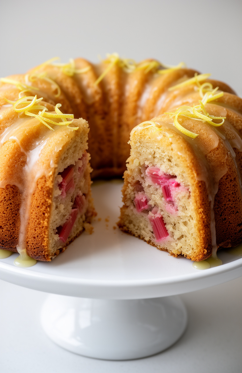 Lemon Glazed Rhubarb Bundt