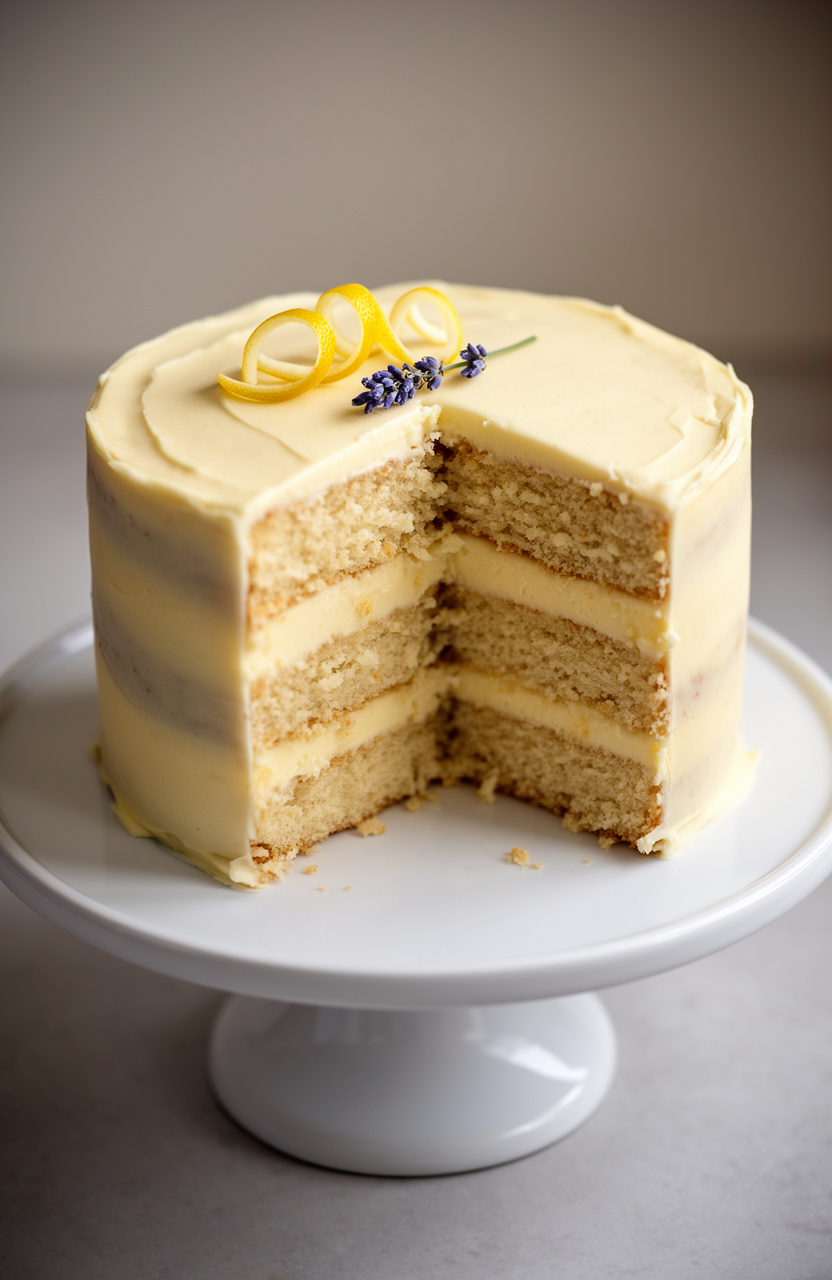 Lemon Lavender Layer Cake