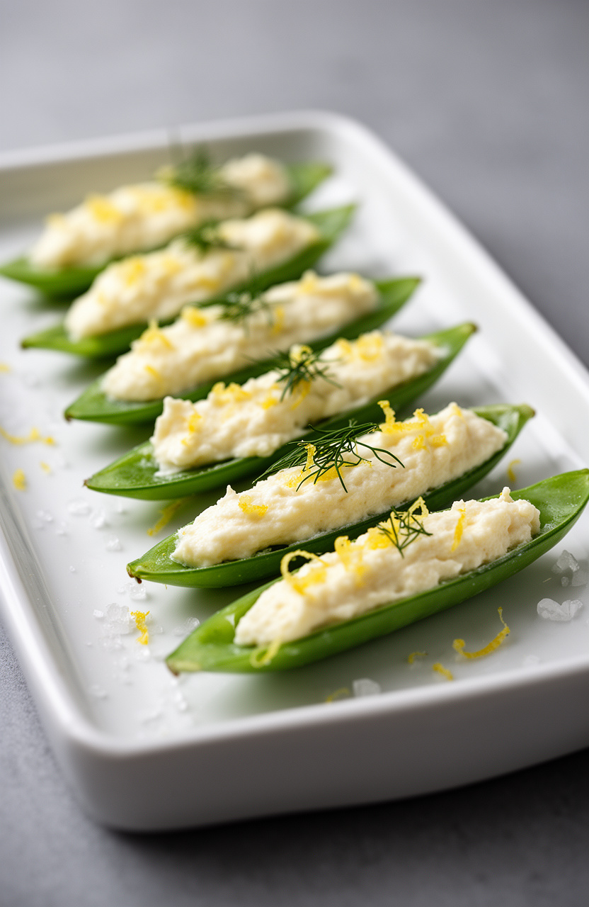 Lemon Ricotta Stuffed Snap Peas