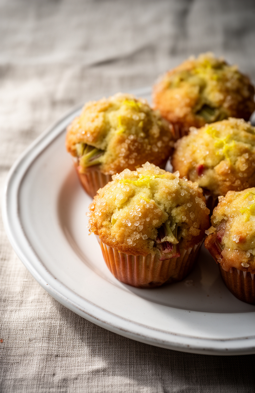 Lemon Zest Rhubarb Breakfast Muffins
