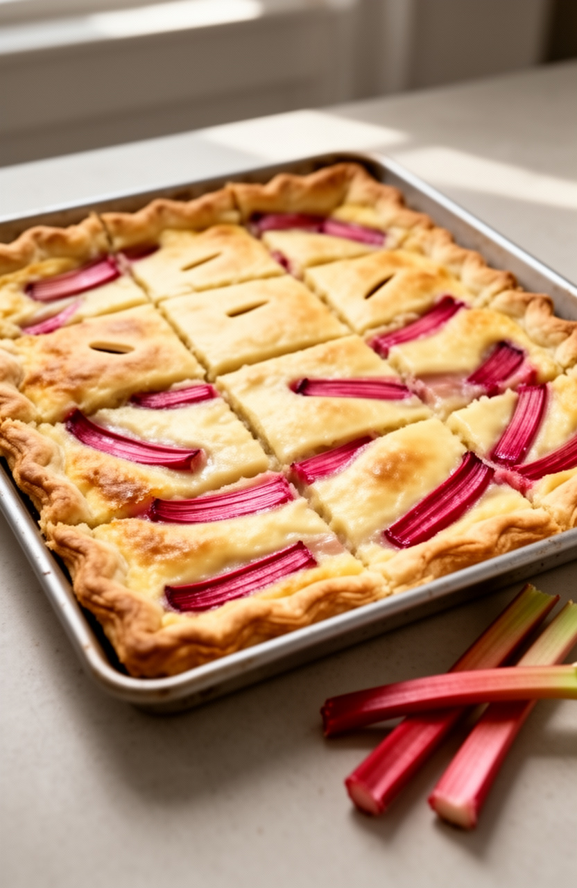 Maple Rhubarb Custard Slab Pie