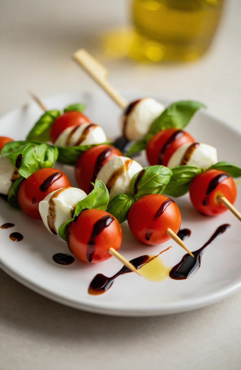 Mini Caprese Skewers with Balsamic Glaze