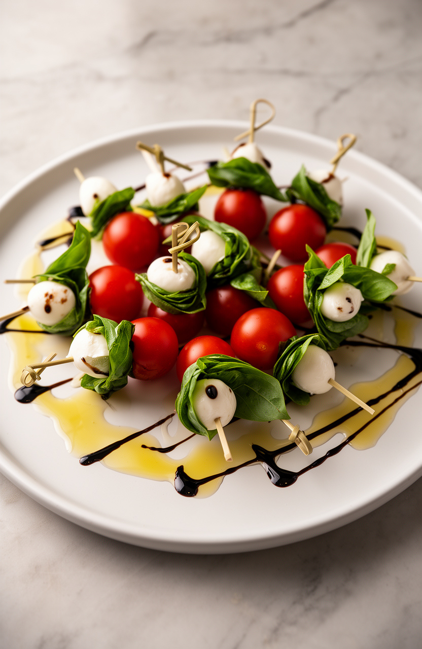 Mini Caprese Skewers with Basil