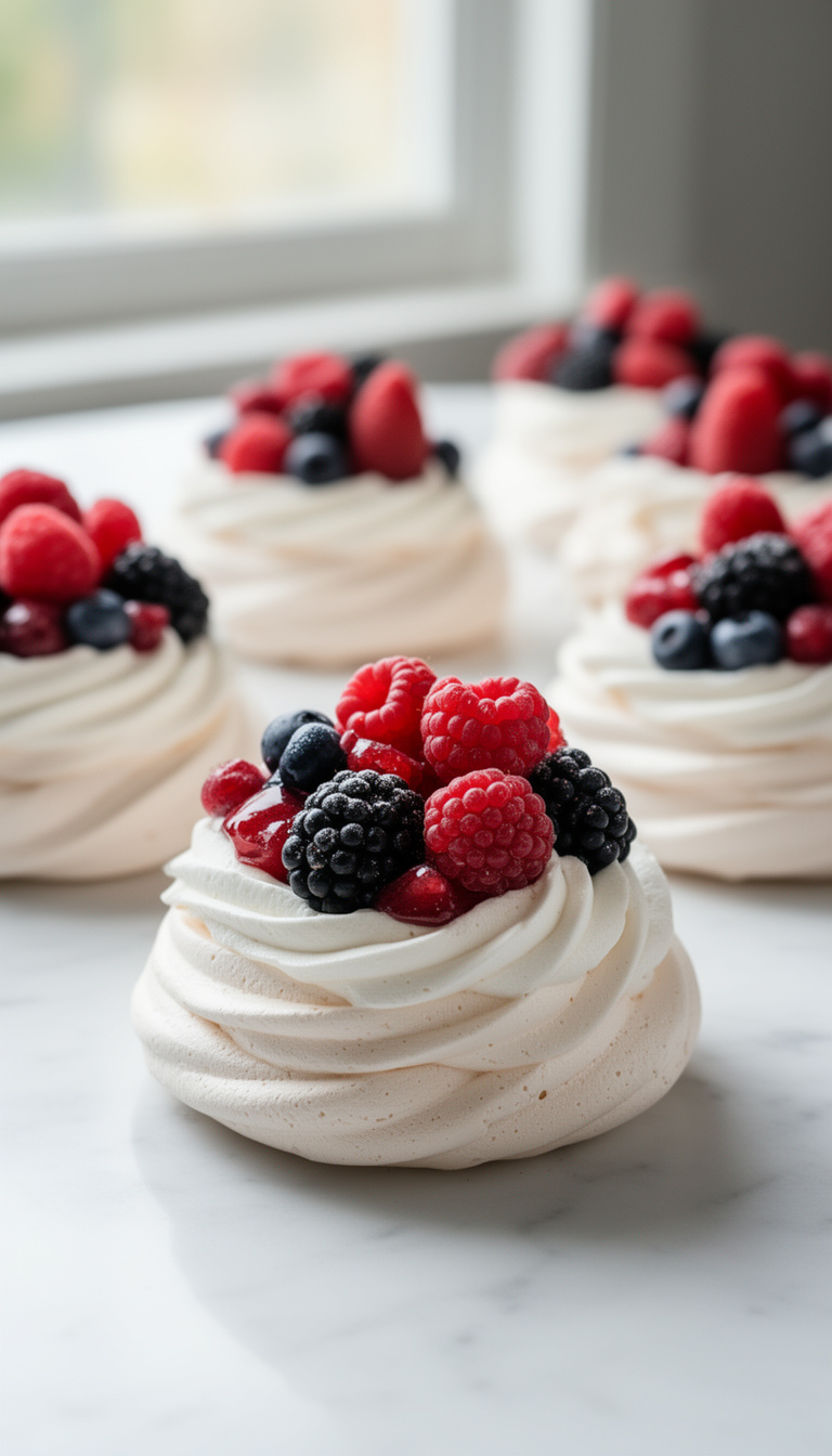 Mini Pavlovas with Berries - Australian/New Zealand