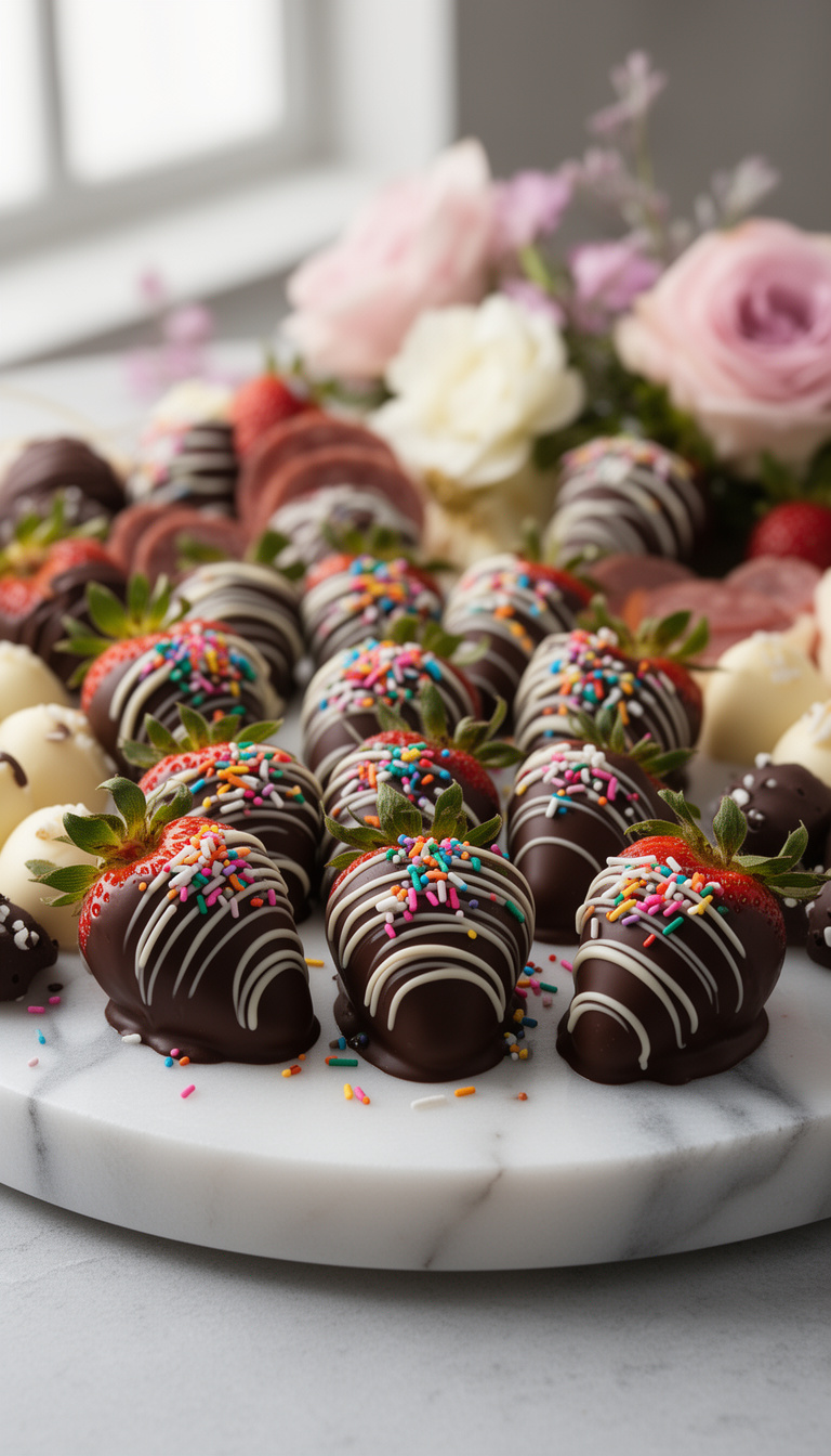 Mother's Day Chocolate Covered Strawberries for a Dessert Charcuterie Board - American