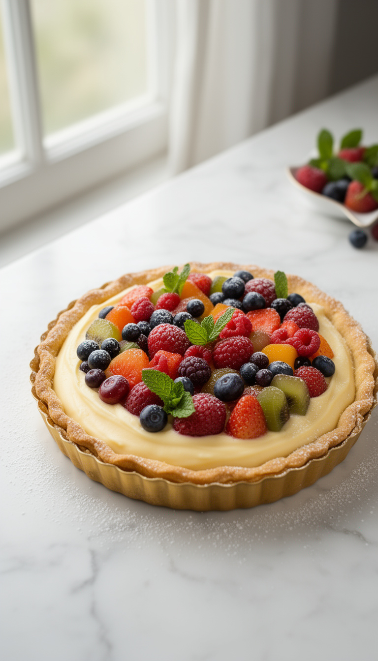 Mother's Day Fruit Tart with Vanilla Pastry Cream from Scratch - French