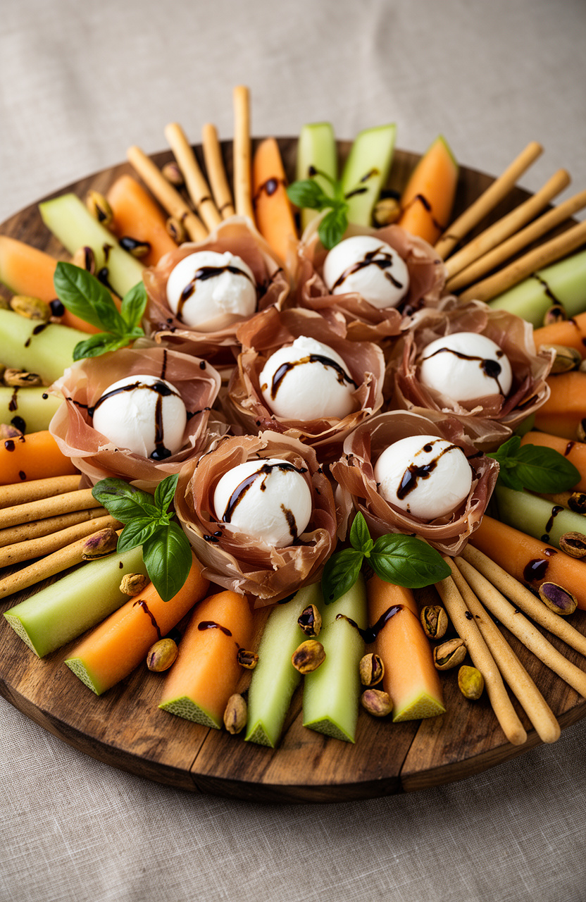 Nest-Themed Prosciutto and Melon Board