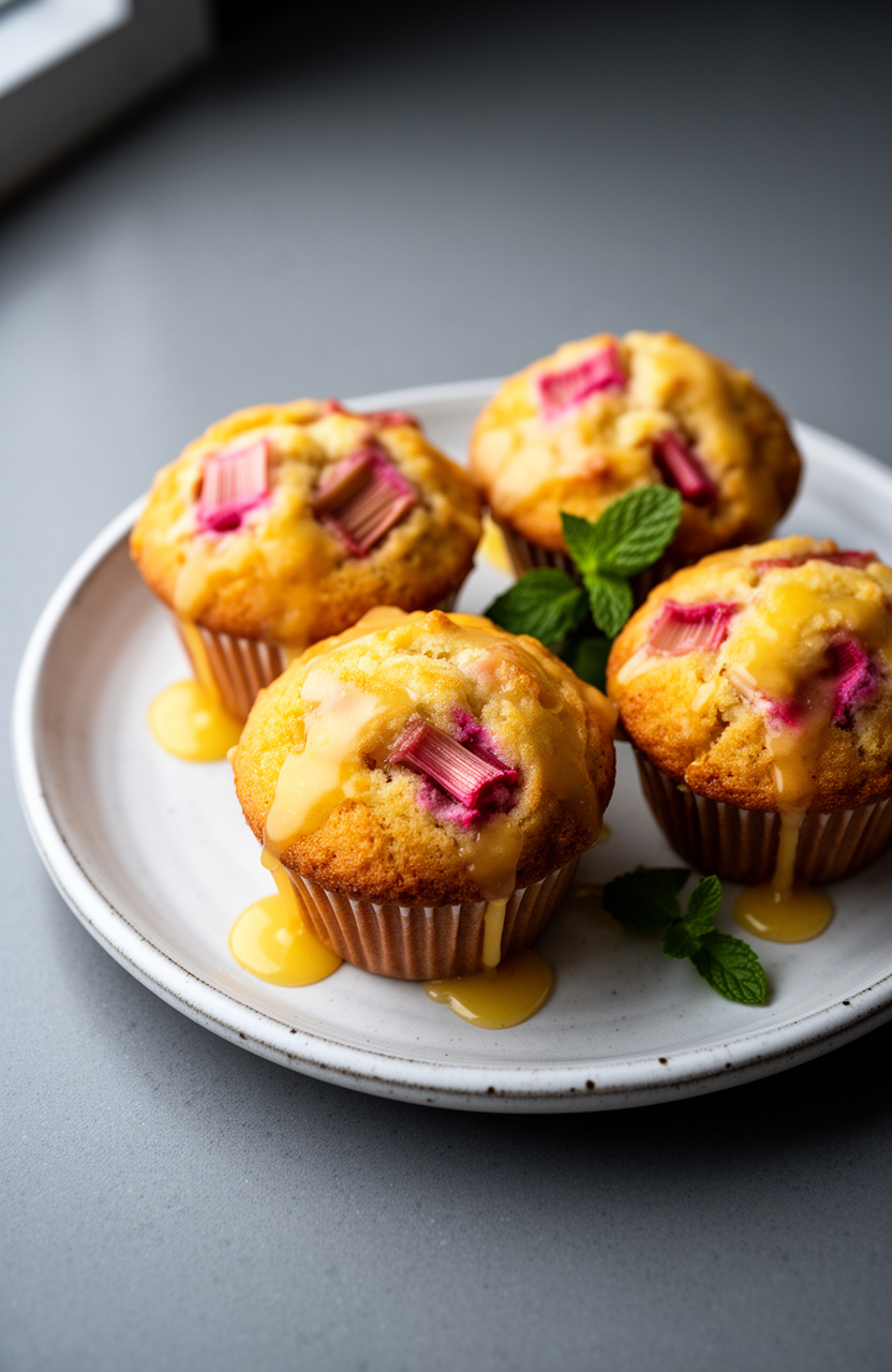 Orange Glaze Rhubarb Muffins