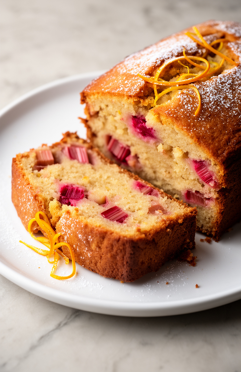 Orange Zest Rhubarb Pound Cake