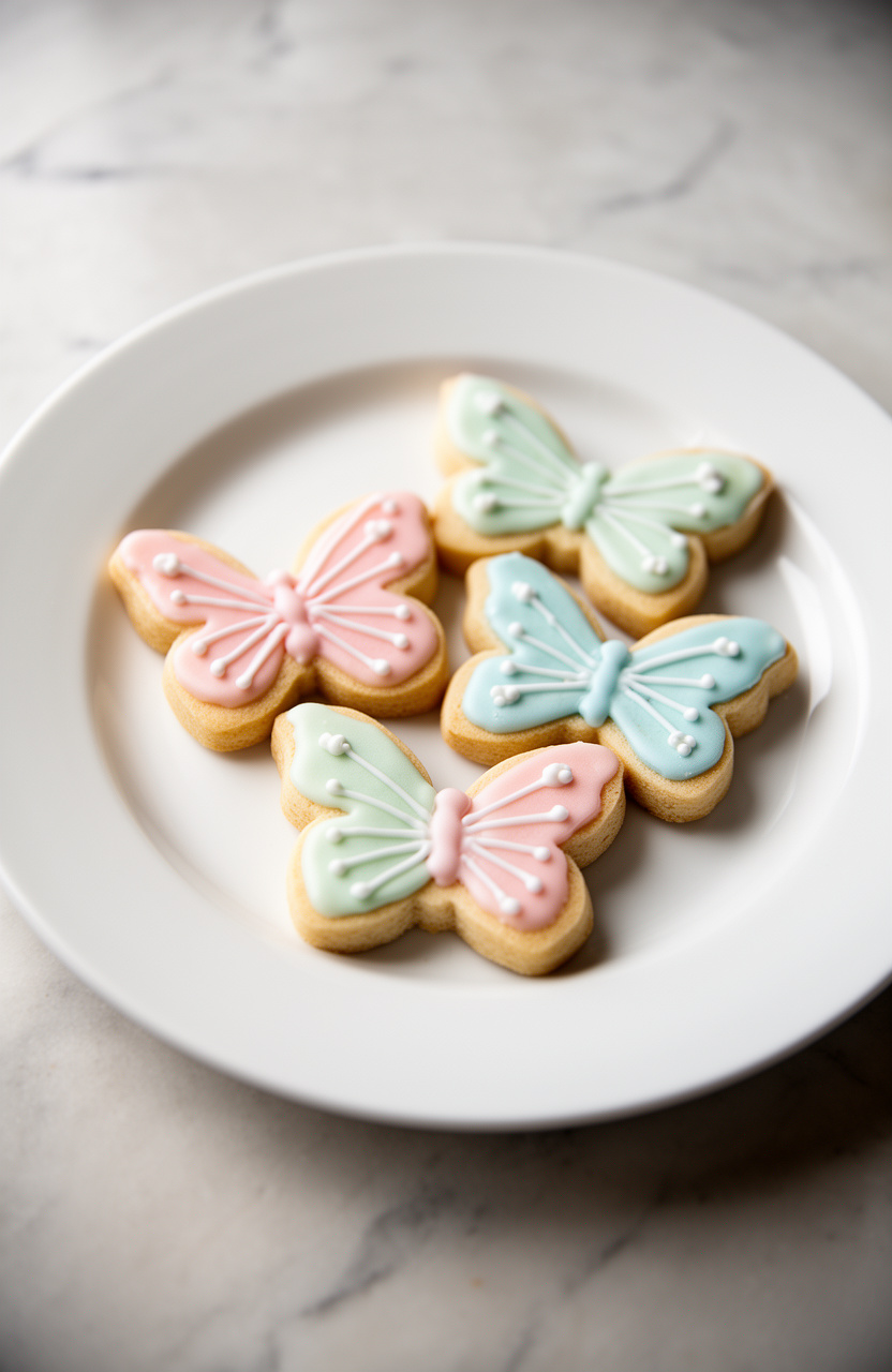 Pastel Butterfly Shortbread Cookies