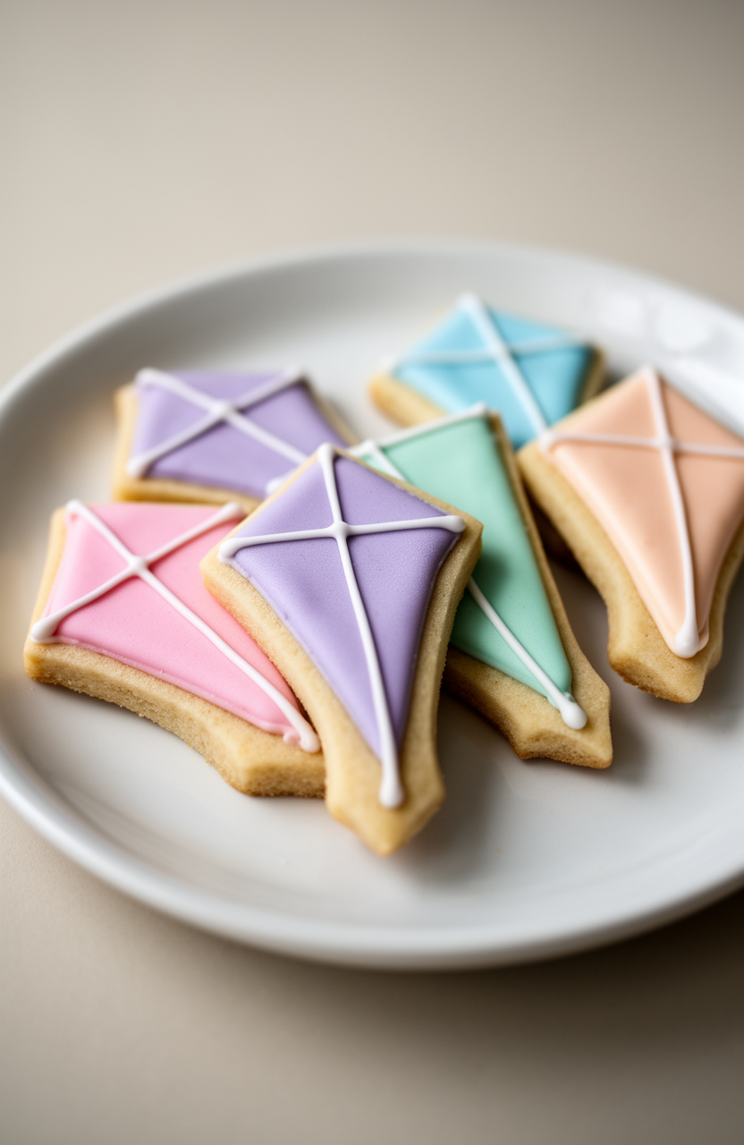 Pastel Rainbow Kite Cookies